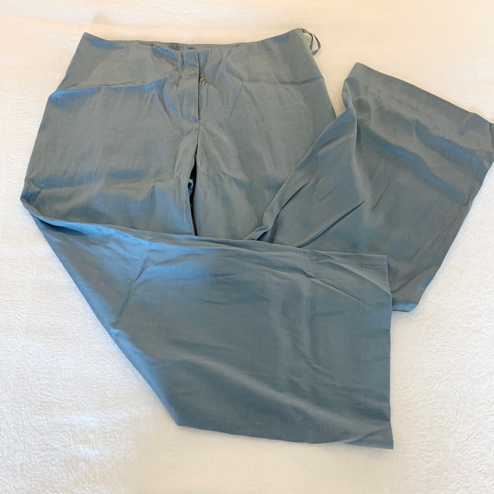 Eileen Fisher Wide Leg Trousers Womens Size M Blue Minimalist Relaxed Textured